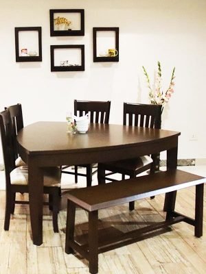 6 seater dinning table set with bench