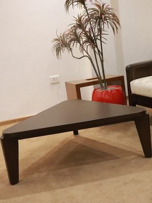 Triangular teakwood coffee table