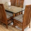 6 seater dinning table set having mirror top