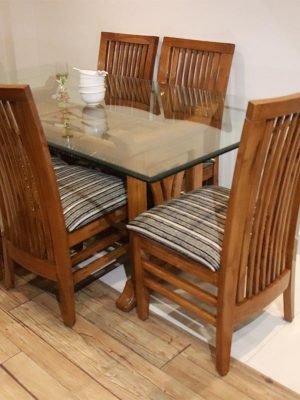 6 seater dinning table set having mirror top